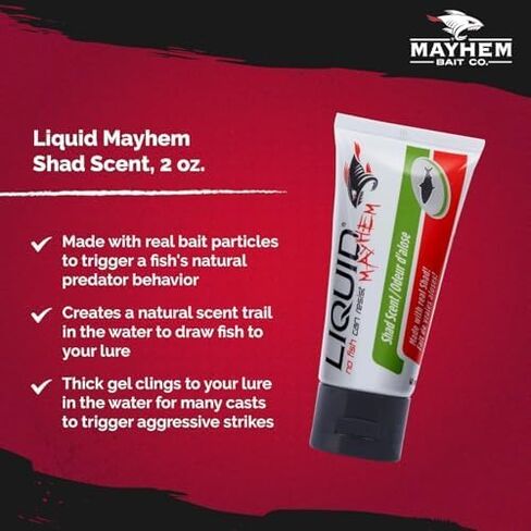 السائل Mayhem Shad Fish Gel 60 مل / 2 أوقية · 60 استخدامات - REAL Shad Bait & Aminos | هلام طويل يدوم للأشعة فوق البنفسجية-جميع أنواع الإغراء in Kuwait