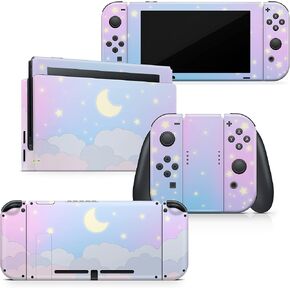 تصميم مبتذل BlueClouds Skin لـ Nintendo Switch OLED Skin - مجموعة ملصقات OLED من الفينيل 3M Nintendo Switch - غلاف لطيف لمفتاح القمر OLED لوحدة التحكم، قفص الاتهام، غلاف Joy Con - ملصق ملتف بالكامل in Kuwait