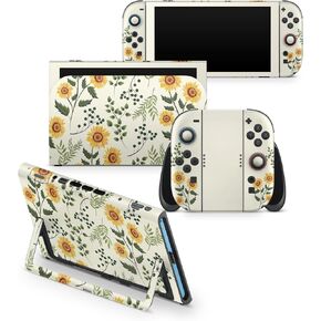 TACKY DESIGN Sunflowers Skin Compatible with Nintendo Switch Skins Decal, Vinyl 3M Flowe Nintendo Switch Stickers, Full wrap Cute Switch Skin for Console, Dock, Joy Con Wrap in Kuwait