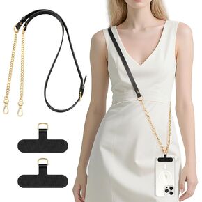 Universal Phone Lanyard, Metal Cellphone Chain Crossbody, Anti-Theft Cross Body Phone Strap for iPhone 16, 15 and Most Smartphones, Cellphone Charm for Women Girls, Black & Gold in Kuwait