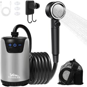 8000mAh Portable Camping Shower, 10-Speed Camp Shower Pump, LED Display, 4 Spray Modes, IPX8 Waterproof Outdoor Shower Kit for Hiking, Travel, Pet, Car Wash in Saudi Arabia