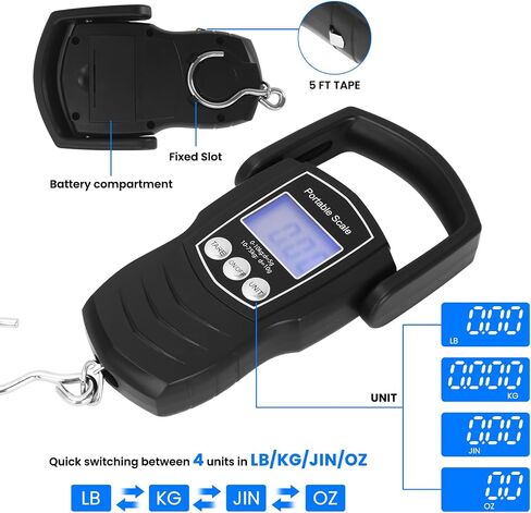 Digital Fish Scale, 75KG （165LB） Professional Fishing Scale Luggage Scale & Fish Lip Gripper Set with 5FT Tape Measure (with A Lip GRIPER) in Saudi Arabia