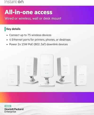 HPE Networking Forn on Access Point AP22D 2x2 WiFi 6 Indoor Wireless Access Point | غرفة واحدة ، آمنة ، دعم شبكة ذكية | مصدر الطاقة غير مدرج | نموذج الولايات المتحدة (S1U75A) in Saudi Arabia