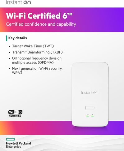 HPE Networking Forn on Access Point AP22D 2x2 WiFi 6 Indoor Wireless Access Point | غرفة واحدة ، آمنة ، دعم شبكة ذكية | مصدر الطاقة غير مدرج | نموذج الولايات المتحدة (S1U75A) in Saudi Arabia