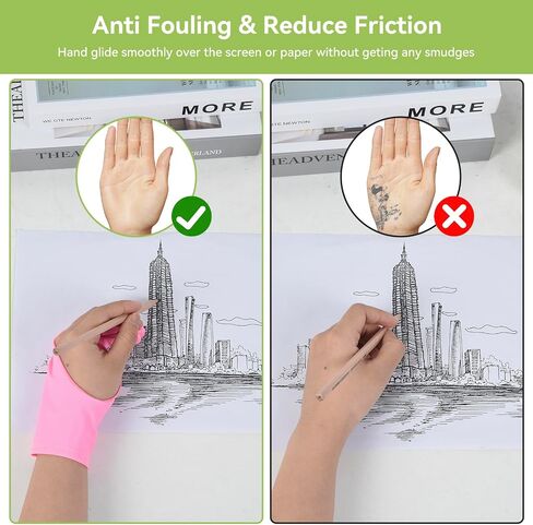 OTraki Drawing Glove 4 Pack Artist Glove for Drawing Tablet with Two-Finger Gloves for iPad Sketching Painting Graphics Pad for Left and Right Hand Pink, 3.03x8.07 inch in Kuwait