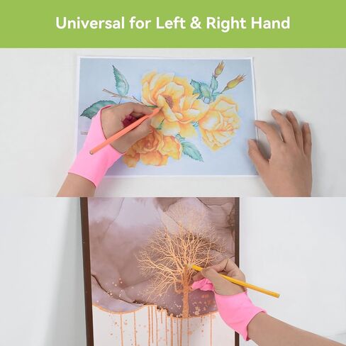 OTraki Drawing Glove 4 Pack Artist Glove for Drawing Tablet with Two-Finger Gloves for iPad Sketching Painting Graphics Pad for Left and Right Hand Pink, 3.03x8.07 inch in Kuwait