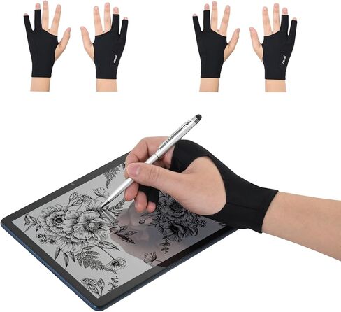 OTraki Drawing Glove 4 Pack Artist Glove for Drawing Tablet with Two-Finger Gloves for iPad Sketching Painting Graphics Pad for Left and Right Hand Pink, 3.03x8.07 inch in Kuwait