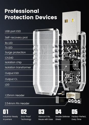 Foinnex معزولة USB إلى محول TTL (3.3V و 5V قابل للتبديل)-محول USB UART CH340E لـ Arduino ، ESP8266 ، Raspberry Pi in Kuwait