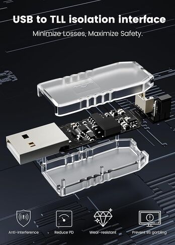 Foinnex معزولة USB إلى محول TTL (3.3V و 5V قابل للتبديل)-محول USB UART CH340E لـ Arduino ، ESP8266 ، Raspberry Pi in Kuwait