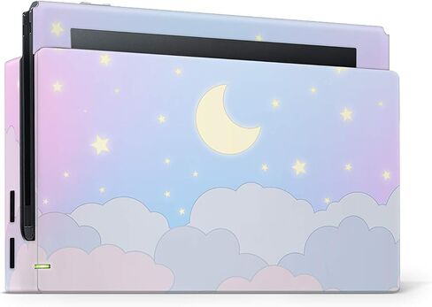 Tacky Design BlueClouds Skin for Nintendo Switch OLED Skin - Vinyl 3M Nintendo Switch OLED Stickers Set - Cute Moon Switch OLED Skin for Console, Dock, Joy Con Wrap - Decal Full Wrap in Kuwait