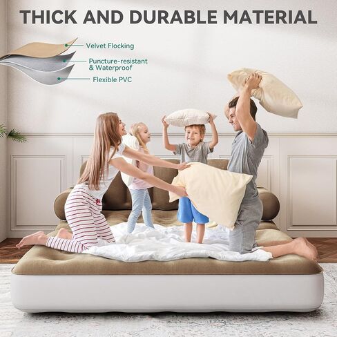 YITAHOME Queen Size Inflatable Sofa Bed with Headboard and Pump, Convertible Blow Up Couch, 2-in-1 Brown Air Sofa Bed for Home, Camping, and Guests, Brown in Saudi Arabia