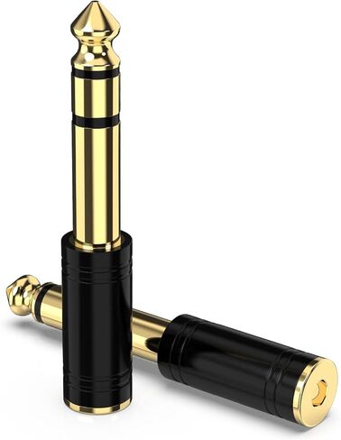 6.35 مم (1/4 بوصة) ذكر إلى 3.5 مم (1/8 بوصة) محول صوتية ستيريو الإناث لسماعات الغيتار أمبير ، الذهب مطلي 4 حزمة in Kuwait