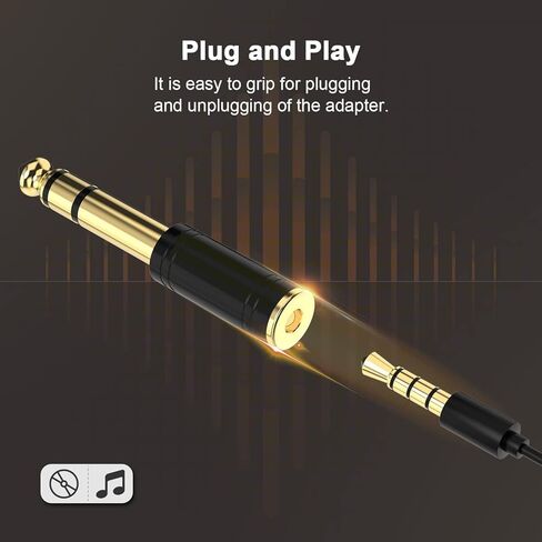 6.35 مم (1/4 بوصة) ذكر إلى 3.5 مم (1/8 بوصة) محول صوتية ستيريو الإناث لسماعات الغيتار أمبير ، الذهب مطلي 4 حزمة in Kuwait