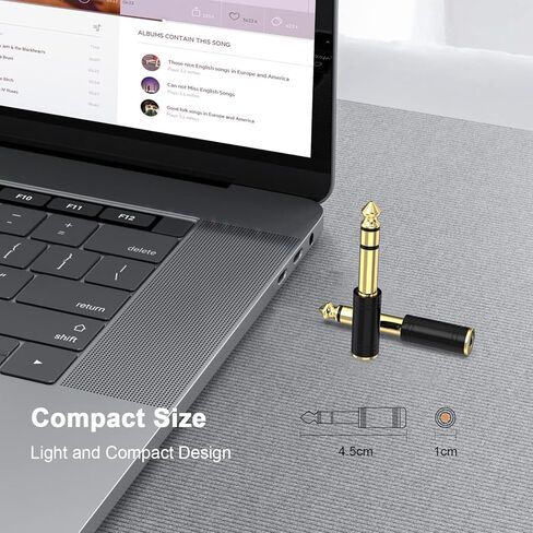 6.35 مم (1/4 بوصة) ذكر إلى 3.5 مم (1/8 بوصة) محول صوتية ستيريو الإناث لسماعات الغيتار أمبير ، الذهب مطلي 4 حزمة in Kuwait