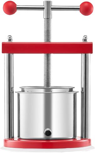 VEVOR 0.44 Gal/1.65L Fruit Wine Press, 2 Stainless Steel Barrels, Manual Juice Maker, Cider Apple Grape Tincture Honey Olive Oil Making Press with T-Handle for Outdoor Kitchen Home in Saudi Arabia