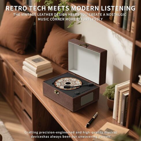 Vintage Leather Portable CD Player with Bluetooth & Remote Control - Wireless Bluetooth CD Player for Home, USB/AUX/Headphone Jack, Built-in Speakers, Red in Saudi Arabia