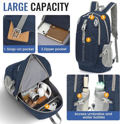 Hiking Backpack, 30L Lightweight Camping Water Resistant Large Hiking Bag Outdoor Travel Daypack for Men Wome in Saudi Arabia