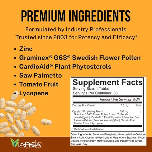 ogoplex® | Male Prostate Health and Urinary Support Supplement with Graminex® Swedish Flower Pollen, Saw Palmetto, Phytosterols & Lycopene - 1 Month Supply (9 Pack) in Saudi Arabia