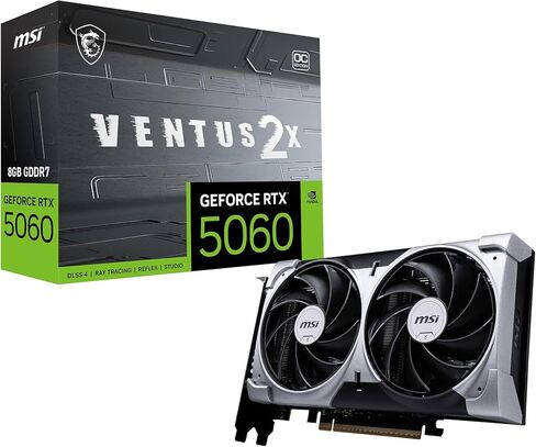 MSI Gaming RTX 5060 8G Ventus 2X OC Graphics Card (8GB GDDR7,128-bit, Extreme Performance: 2535 MHz, DisplayPort x3 2.1a, HDMI 2.1b, NVIDIA Blackwell Architecture) in Saudi Arabia