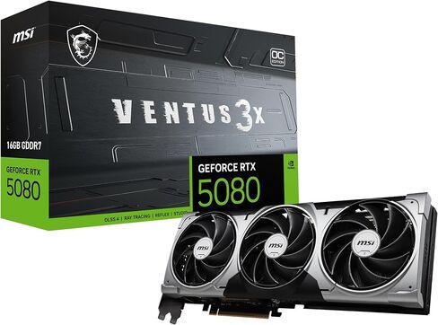 MSI Gaming RTX 5080 16G Ventus 3X OC Graphics Card (16GB GDDR7, 256-bit, Extreme Performance: 2655 MHz, DisplayPort x3 2.1a, HDMI 2.1b, NVIDIA Blackwell Architecture) in Saudi Arabia