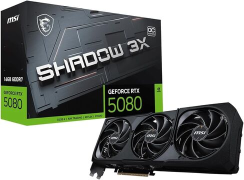 MSI VGA GEFORCE RTX 5080 16G Shadow 3X OC RTX5080 16GB GDRR7 256 B DX12 PCIE 5.0 X16 (3XDP 1XHDMI) in Saudi Arabia