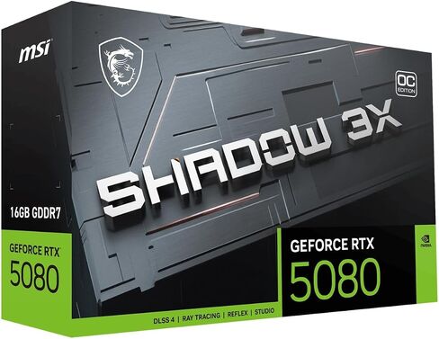 MSI VGA GEFORCE RTX 5080 16G Shadow 3X OC RTX5080 16GB GDRR7 256 B DX12 PCIE 5.0 X16 (3XDP 1XHDMI) in Saudi Arabia