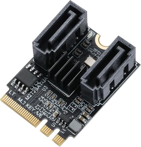 M.2 (A+E Key) إلى 2 منفذي SATA3.0 6G مضاعف برنامج تشغيل مجاني مع كابلات SATA 2x لبطاقات تمديد منفذ محرك الأقراص الصلبة اللوحة الأم SATA in Kuwait