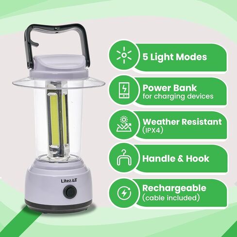 LitezAll LED Lanterns for Power Outages, Brightest Lantern 2000 Lumens - Battery Powered Light Emitting Diode Lantern for Emergency and Camping in Kuwait