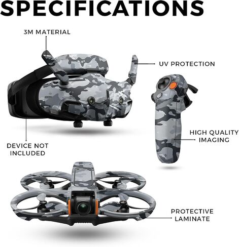 Drone Skin Compatible with DJI Avata 2 Bundle (2024) - Gray Camouflage - Premium 3M Vinyl Protective Wrap Decal Cover - Easy to Apply | Crafted in The USA by MightySkins in Saudi Arabia