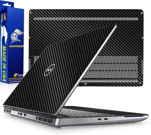 ArmorSuit MilitaryShield Black Carbon Fiber Skin Vinyl Wrap for Dell Precision 7550/7560 [2020-2021] (15 Inch) in Saudi Arabia