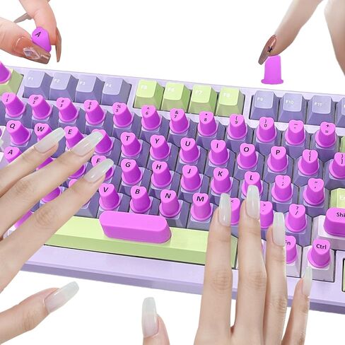 70 PCS ملصقات لوحة مفاتيح مرفوعة للأظافر الطويلة مع الحروف ، فقاعات لوحة المفاتيح السيليكون للأظافر الطويلة ، أزرار الراحة في فنون الأظافر القابلة للفصل لأجهزة سطح المكتب (الوردي) in Kuwait