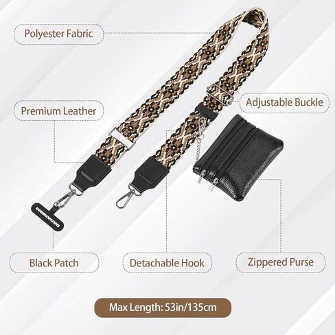 مقطع وارتداء حزام للهاتف مع محفظة كروس ، و Crossbody عبر الهاتف القابل للفصل مع الحقيبة السحابية ، وحزام الهاتف الخليوي القابل للتعديل لأجهزة iPhone 16 ومعظم الهواتف الذكية ، والأسود والبني in Kuwait