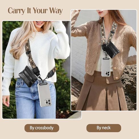 مقطع وارتداء حزام للهاتف مع محفظة كروس ، و Crossbody عبر الهاتف القابل للفصل مع الحقيبة السحابية ، وحزام الهاتف الخليوي القابل للتعديل لأجهزة iPhone 16 ومعظم الهواتف الذكية ، والأسود والبني in Kuwait
