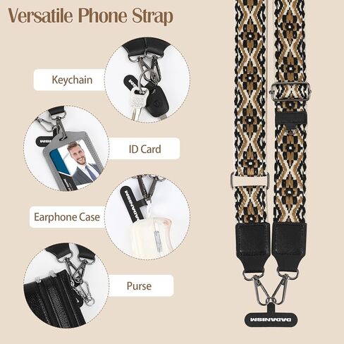 مقطع وارتداء حزام للهاتف مع محفظة كروس ، و Crossbody عبر الهاتف القابل للفصل مع الحقيبة السحابية ، وحزام الهاتف الخليوي القابل للتعديل لأجهزة iPhone 16 ومعظم الهواتف الذكية ، والأسود والبني in Kuwait