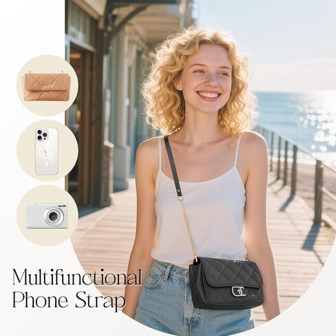 Universal Phone Lanyard, Metal Cellphone Chain Crossbody, Anti-Theft Cross Body Phone Strap for iPhone 16, 15 and Most Smartphones, Cellphone Charm for Women Girls, Black & Gold in Kuwait