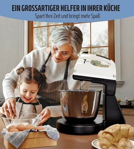 Stand Mixers, 7 Speeds With 3QT Stainless Steel Bowl, Stand and Hand Mixer with Dough Hook, Whisk, Mixing Beater for Baking, Cake, Cookie, Kneading (DF2) in Kuwait