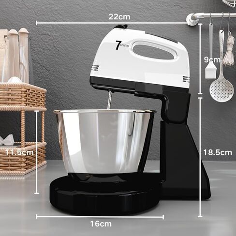 Stand Mixers, 7 Speeds With 3QT Stainless Steel Bowl, Stand and Hand Mixer with Dough Hook, Whisk, Mixing Beater for Baking, Cake, Cookie, Kneading (DF2) in Kuwait