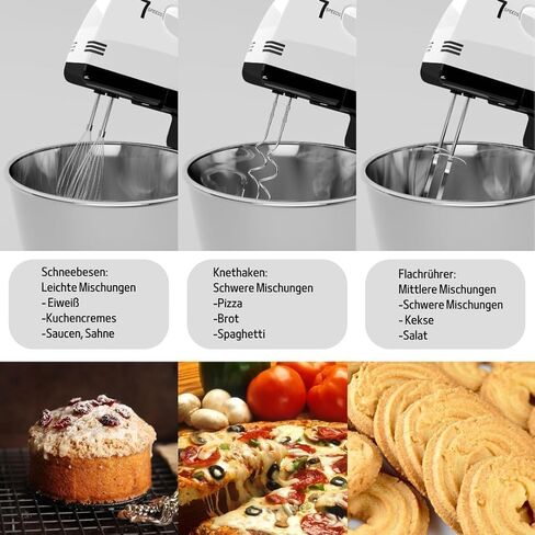 Stand Mixers, 7 Speeds With 3QT Stainless Steel Bowl, Stand and Hand Mixer with Dough Hook, Whisk, Mixing Beater for Baking, Cake, Cookie, Kneading (DF2) in Kuwait
