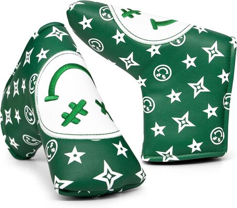 Stars and Smiles Golf Club Covers for Driver, Fairway, Hybrids - 4 Options - Golf Driver Headcover/ Golf Fairway Wood Head Cover/ Hybrid Headcover for Men/ Women Golfer - White Synthetic Leather Golf Headcover in Saudi Arabia