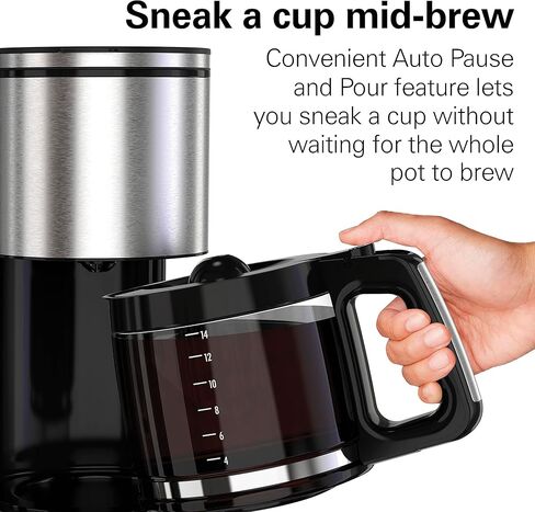 Hamilton Beach 14 Cup Coffee Coffee Maker مع سهولة قياس الفلتر القابل لإعادة الاستخدام ، 70 أوقية قابلة للإزالة. خزان المياه والفولاذ الأسود واللالباس المقاوم للصدأ in Kuwait