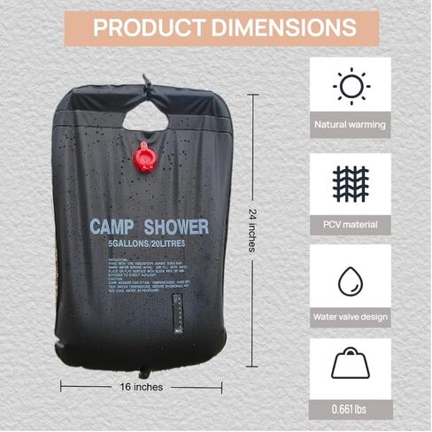 Instant Temp Display Portable Outdoor Solar Shower Bag - Large Capacity, PVC Waterproof Material, Foldable Design, Easy Installation, Outdoor Bathing Essential in Saudi Arabia