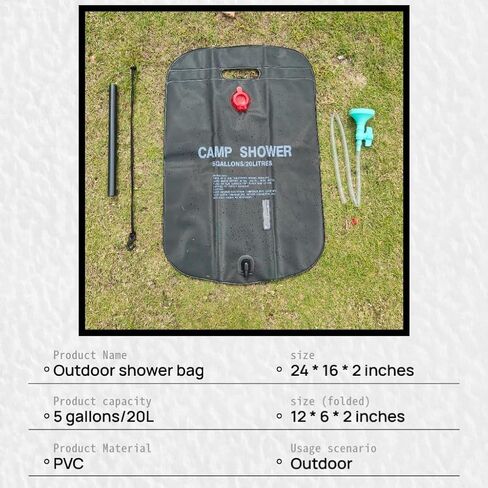 Instant Temp Display Portable Outdoor Solar Shower Bag - Large Capacity, PVC Waterproof Material, Foldable Design, Easy Installation, Outdoor Bathing Essential in Saudi Arabia