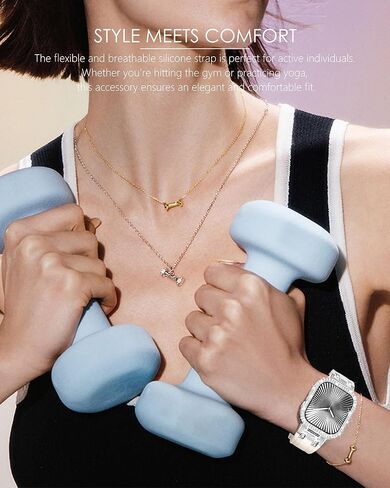 NewWays for Apple Watch Band with Case Women Luxury Designer, Bling 2-Row Diamonds Case Silicone Band with Metal Adapters for Series 4 5 6 7 8 9 10 iwatch Bands in Kuwait