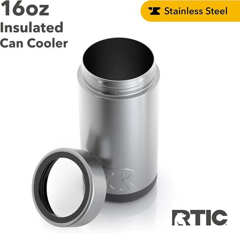 RTIC Can Cooler Insulated, Drink, Beverage, Bottle, Soda Can Cooler with Lid, Stainless Steel Metal, Double Wall Insulation Coozie for Cans, Sweat Proof, 16 oz in Kuwait