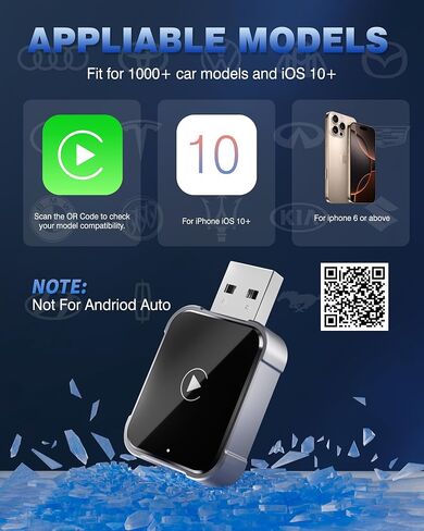 محول CarPlay اللاسلكي لـ iPhone ، 2025 ترقية carplay إلى اللاسلكي ، والتقنية المنخفضة ، والاستقرار طويل الأجل ، والتوصيل والتشغيل ، و Dongle mini Apple ، و USB A/C ، يعمل مع 1000+ طرازات ، أسود ، أسود in Saudi Arabia