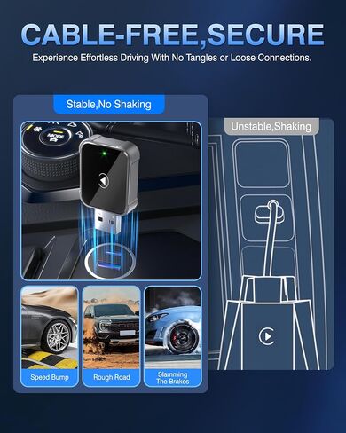 محول CarPlay اللاسلكي لـ iPhone ، 2025 ترقية carplay إلى اللاسلكي ، والتقنية المنخفضة ، والاستقرار طويل الأجل ، والتوصيل والتشغيل ، و Dongle mini Apple ، و USB A/C ، يعمل مع 1000+ طرازات ، أسود ، أسود in Saudi Arabia