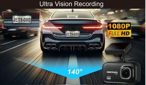 VIGORPLUS V161 DASH CAM 1080P CARMANT مع Vision Night Vision ، GPS المدمج ، G-SESOR ، تسجيل حلقة واكتشاف الحركة ، مسجل قيادة شاشة LCD 2 " in Kuwait