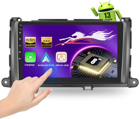 [Qualcomm 8-Core 4+64GB] Stereo Car Stereo لـ Toyota Sienna (2011-2014) مع شاشة تعمل باللمس 9 بوصات ، Android 13 Car Radio Carplay Android Auto BT5.1/DSP/HI-REN in Kuwait