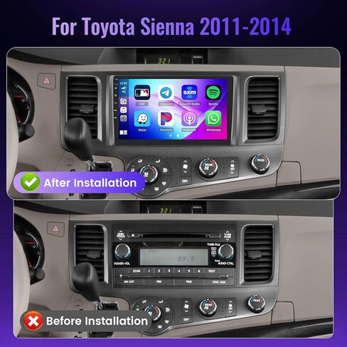 [Qualcomm 8-Core 4+64GB] Stereo Car Stereo لـ Toyota Sienna (2011-2014) مع شاشة تعمل باللمس 9 بوصات ، Android 13 Car Radio Carplay Android Auto BT5.1/DSP/HI-REN in Kuwait