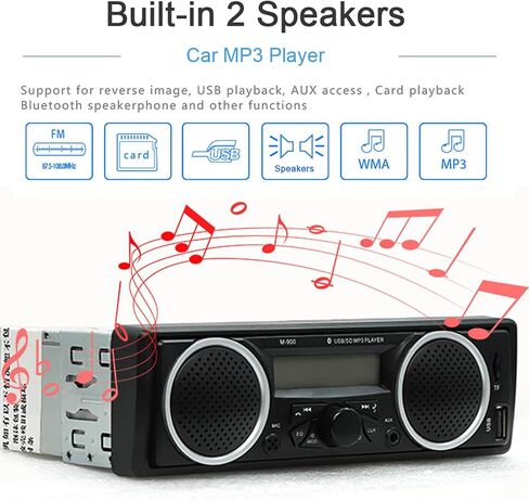 Single Din Car Stereo Bluetooth,1 Din 12V-24V Car Radio with Two Built-in Speakers, Car FM Audio Multimedia Player with USB AUX-in TF Card Port in Saudi Arabia